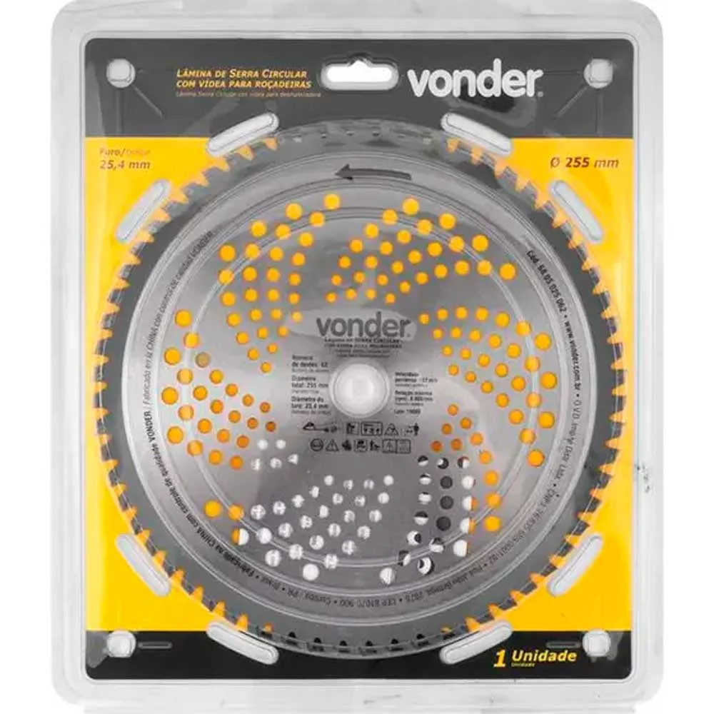 Lâmina Circular Roçadeira Com Vídea 255x25,4x62d Vonder